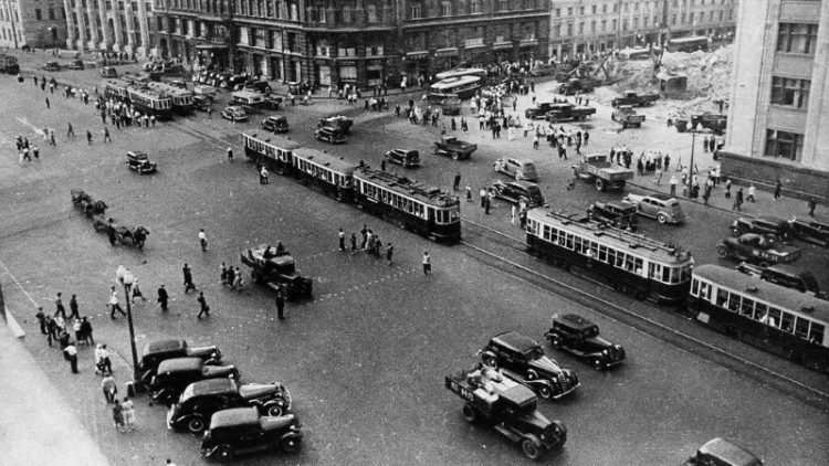 1939 Москва Напряженный дорожный траффик
